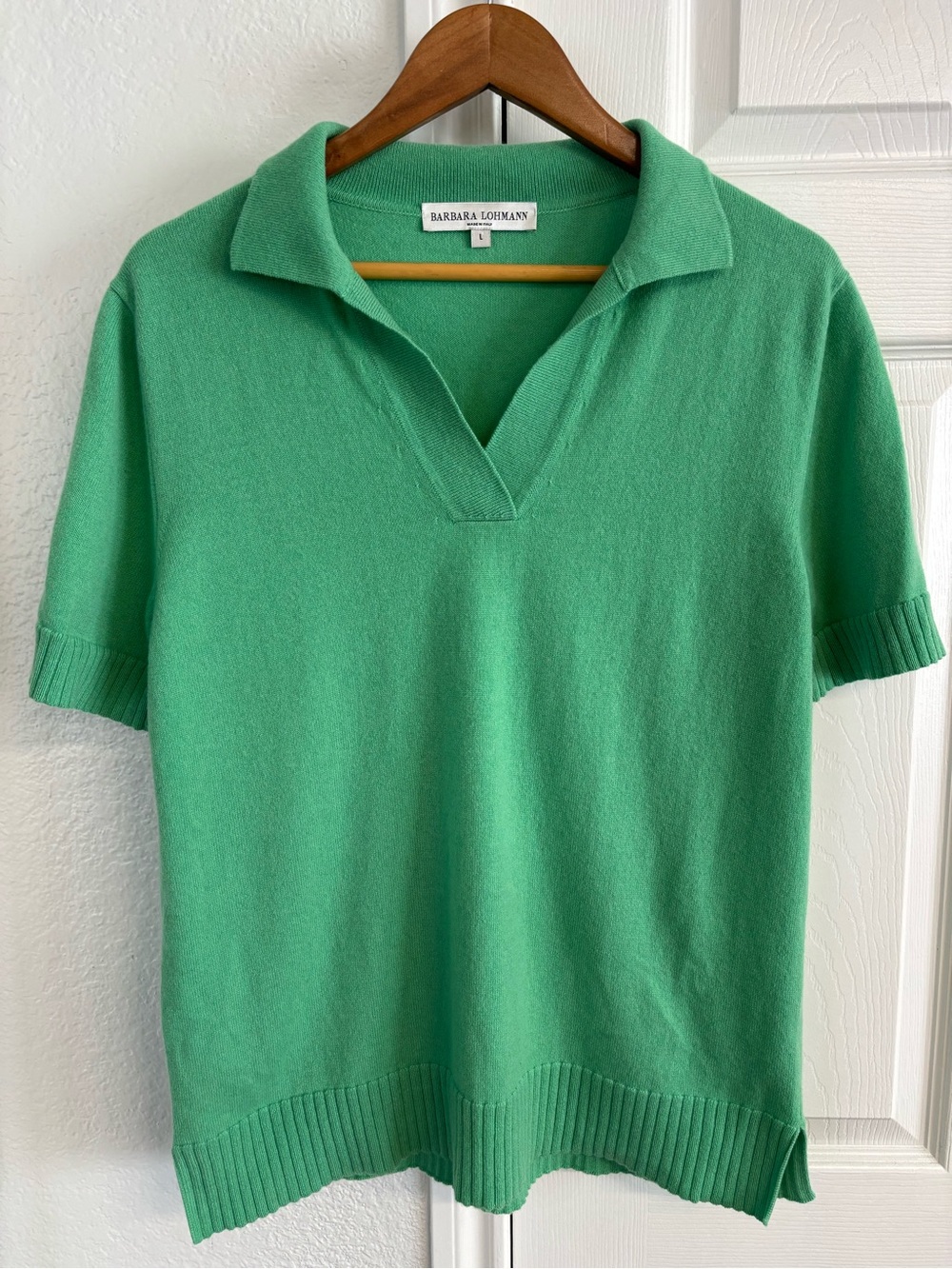 Barbara Lohmann Cashmere Green Collared Shirt Size L